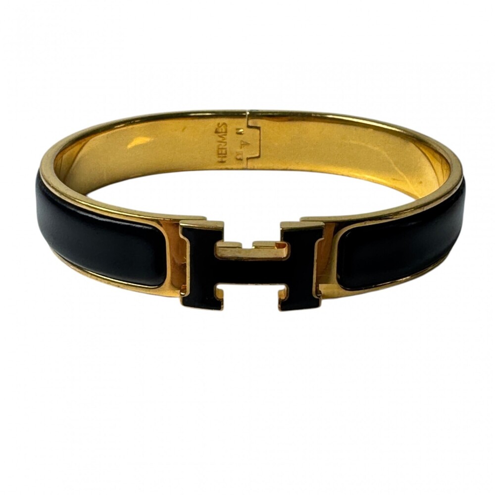 Hermes HERMES Clic Clac H Bracelet Black Gold Men's